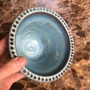 Earring Bowl in Rain Glaze foggy green/blue jewelry bowl/ earring dish/ earring organizer/ earring display now in stock & ready to ship image 5