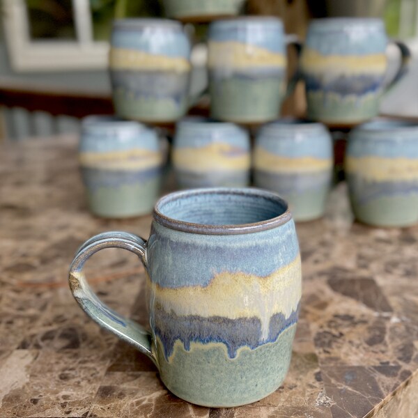 Large Hand thrown stoneware mug in Mirage Glaze ~22oz wheel thrown pottery mug | Coffee mug | tea Mug | unique coffee mug | stoneware mug