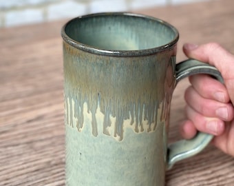 Jarra de cerámica de 828 ml (28 oz) con esmalte patinado / Jarra gigante / Jarra para hombres / Jarra enorme / Jarra tipo tanque / Jarra con asa grande / Se vende por unidad