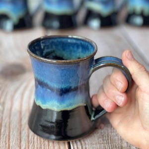 Wheel thrown pottery mug in Deep Space Glaze / 10-12oz hourglass wheel thrown pottery coffee mug | stoneware mug / SOLD INDIVIDUALLY