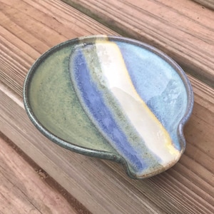 Pottery Spoon Rest in Mirage Glaze. Wheel thrown stoneware pottery