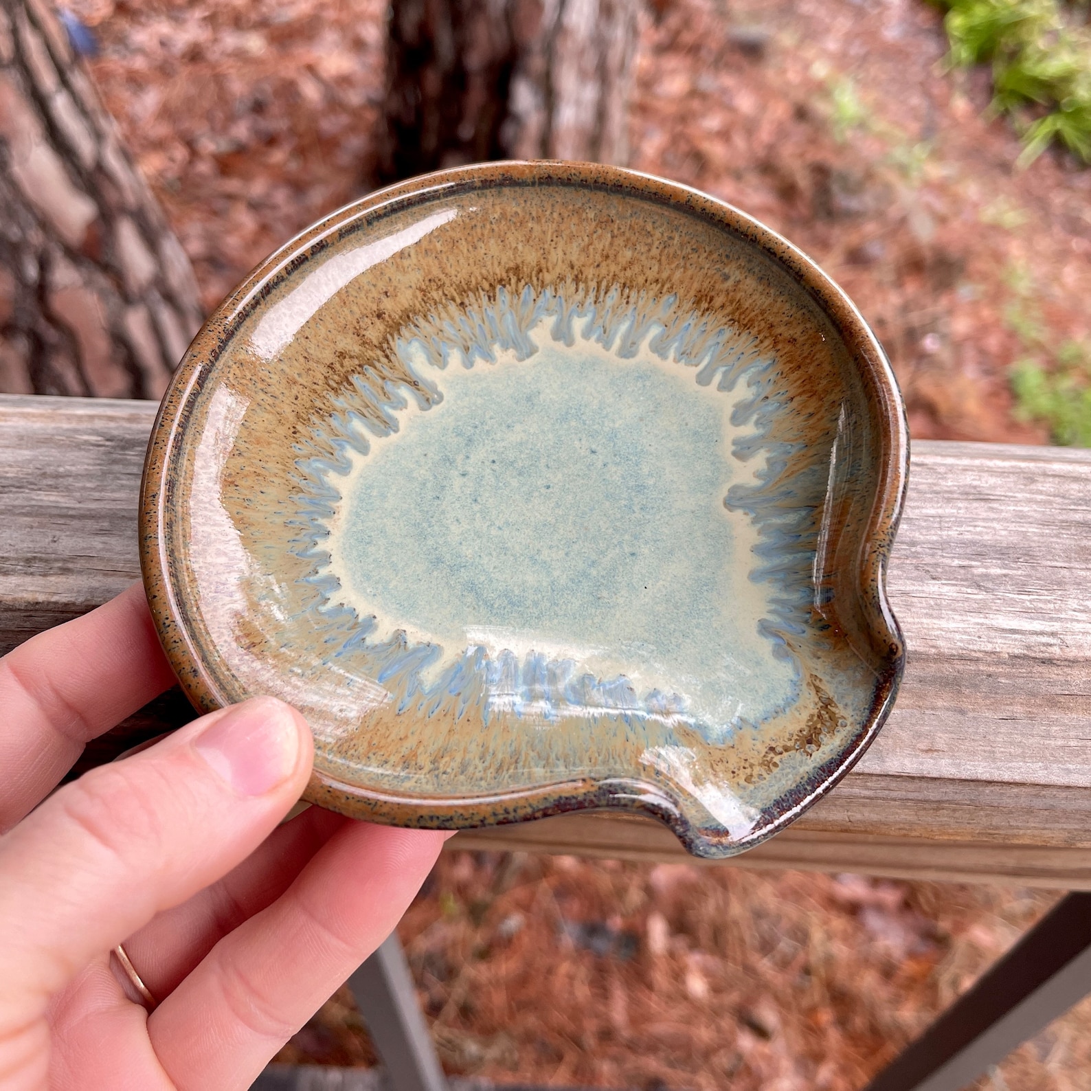 Pottery Spoon Rest in Patina Glaze. Wheel thrown stoneware / handmade ceramic spoon rest / wheel thrown pottery - Continental US
