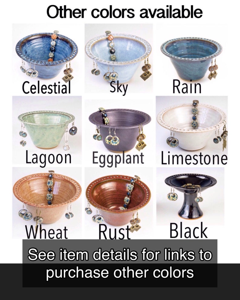 Earring Bowl in Rain Glaze foggy green/blue jewelry bowl/ earring dish/ earring organizer/ earring display now in stock & ready to ship image 10