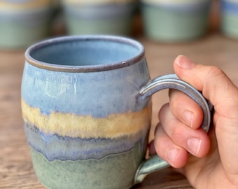 Hand thrown coffee mug in Mirage Glaze 18oz barrel shape / stoneware mug / wheel thrown mug / SOLD INDIVIDUALLY