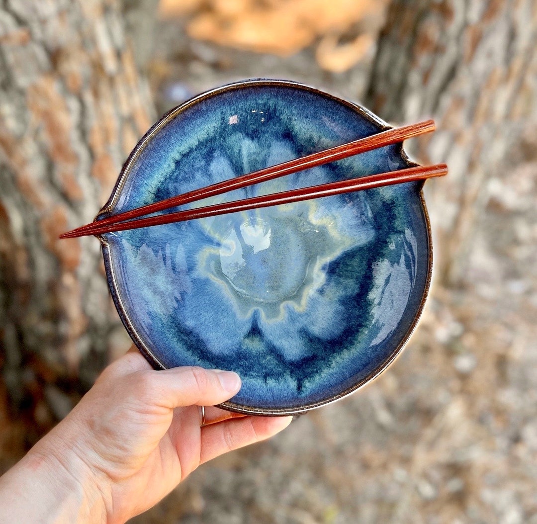 Ramen Bowl With Chopstick Rest in Abyss Glaze. Wheel Thrown Etsy