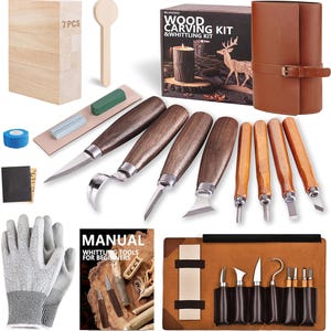 Kit para tallar madera, juego de herramientas para principiantes, almacenamiento de cuero