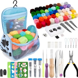 Beginner Needle Felting Kit – 24 Colors Wool Roving, Wool Fiber DIY Craft Kit Gift, Complete DIY Craft Set imagem 12