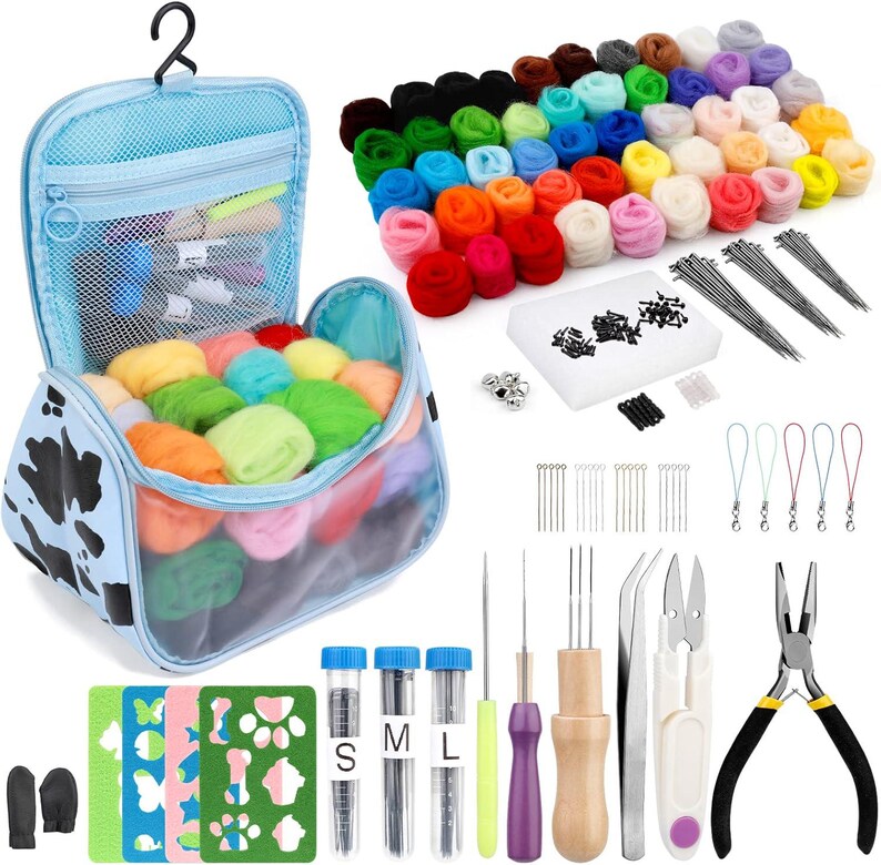 Beginner Needle Felting Kit – 24 Colors Wool Roving, Wool Fiber DIY Craft Kit Gift, Complete DIY Craft Set imagem 12