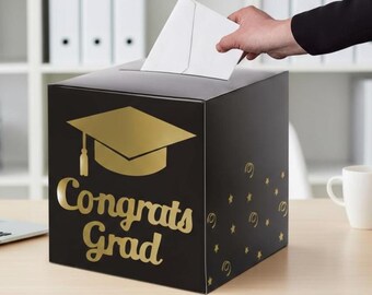 Graduation Card Box Holder, Congrats Grad Card Collection Box, Foldable Cardboard Graduation Party Decor, Gift Table Box 2026