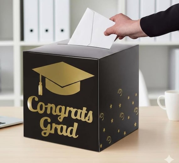Graduation Card Box Holder, Congrats Grad Card Collection Box, Foldable Cardboard Graduation Party Decor, Gift Table Box 2026