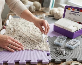 120 Pcs Knit Blocking Pins Kit, 20 Blocking Combs, 100 T Pins & Measuring Tape, Knitting Blockers for Crochet, Needlework and Craft Projects