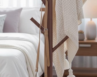 Perchero de madera ajustable, pino de Nueva Zelanda, organizador independiente para la entrada.