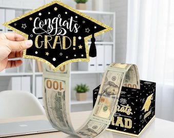 Hucha de graduación 2026 con tarjeta extraíble, regalo sorpresa en efectivo, recuerdo de fiesta de felicitaciones