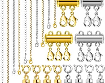 Cierres y extensores magnéticos para joyería: cierres para collares en capas, tonos dorados y plateados