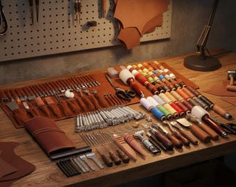 Kit de herramientas para trabajar el cuero de 92 piezas con bolsa de almacenamiento, juego de suministros para marroquinería.