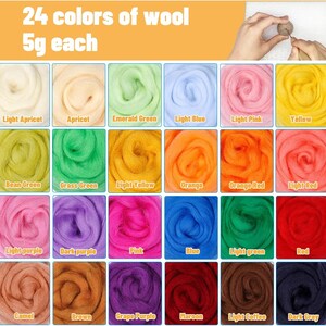 Pode incluir: Um conjunto de 24 pacotes de l&atilde; cardada de 5g cada, dispostos numa grelha. As cores incluem alperce claro, alperce, verde esmeralda, azul claro, rosa claro, amarelo, verde feij&atilde;o, verde relva, amarelo claro, laranja, laranja avermelhado, vermelho claro, roxo claro, roxo escuro, rosa, azul, verde claro, vermelho, camelo, castanho, roxo uva, bordeaux, caf&eacute; claro e cinzento escuro.