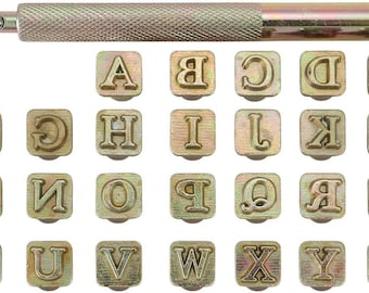 Juego de herramientas para estampar cuero, punzones de acero con letras de 6 mm, para manualidades de cuero DIY