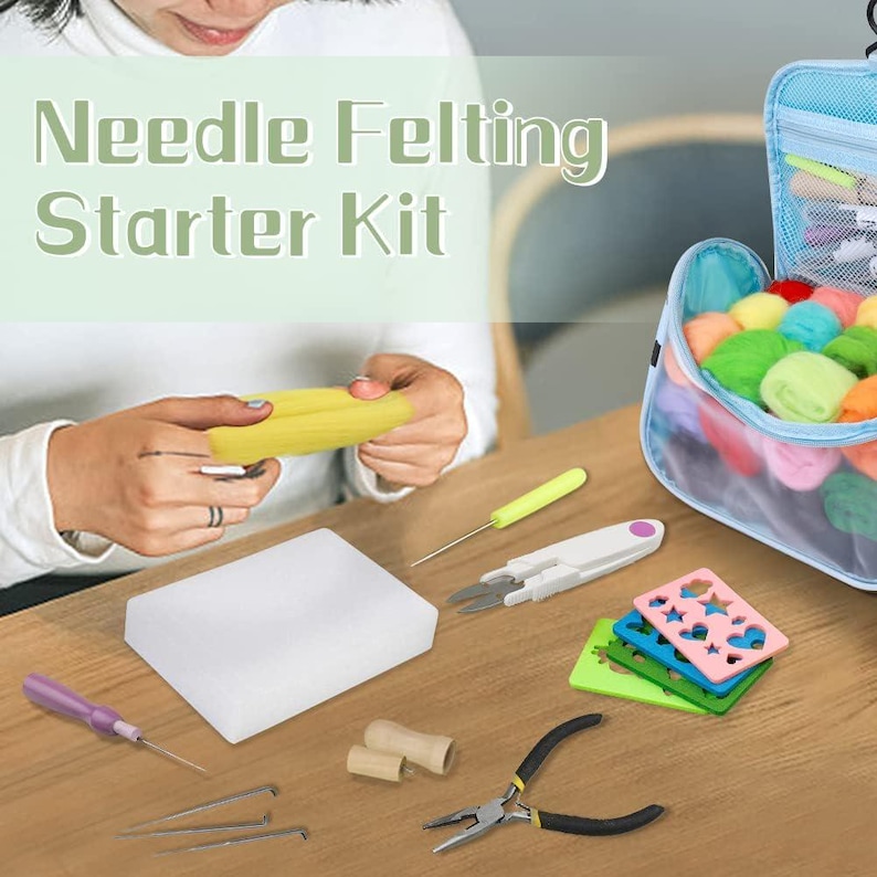 Beginner Needle Felting Kit – 24 Colors Wool Roving, Wool Fiber DIY Craft Kit Gift, Complete DIY Craft Set imagem 11