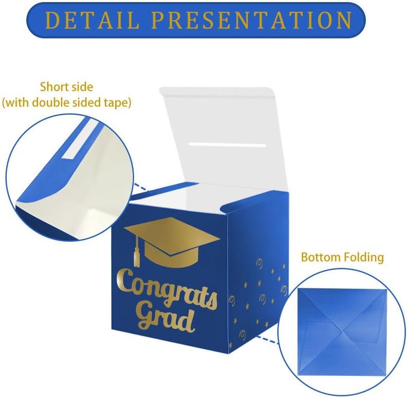 Graduation Card Box Holder, Congrats Grad Card Collection Box, Foldable Cardboard Graduation Party Decor, Gift Table Box 2026 image 4