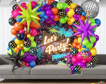 Kit de arco de globos neón, decoraciones para fiestas de los 80 y 90, decoración de cumpleaños