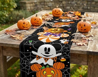 Halloween Mouse Table Runner 72 Inch, Boo Spooky Ghost Pumpkin Decor, Halloween Table Decorations for Home Kitchen Dinner Party