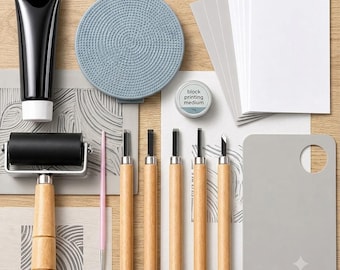 Linocut Kit with 3 Lino Blocks & Carving Tools for Beginners | Block Printing Stamp Making Set | DIY Art Craft Gift for Adults