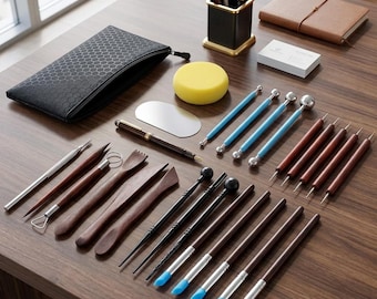 Kit de 27 piezas para modelar arcilla: juego de cerámica roja y arcilla polimérica con herramientas para punteado, tallado, dibujo, moldeo y modelado para adultos.