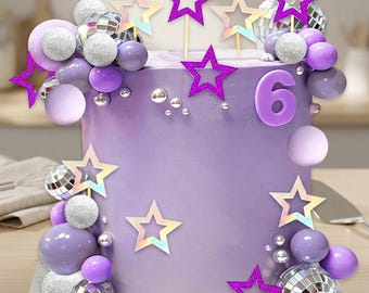 Disco Ball Cake Topper, Purple Pop Star Birthday Cake Decor, Music Party Cake Decorations, Retro Disco Theme, Singer Party Supplies