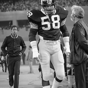 Jack Lambert Sideline Grit – Vintage Steelers Photo, 1980s NFL Icon, Three Rivers Stadium, Football Art, Pittsburgh Memorabilia