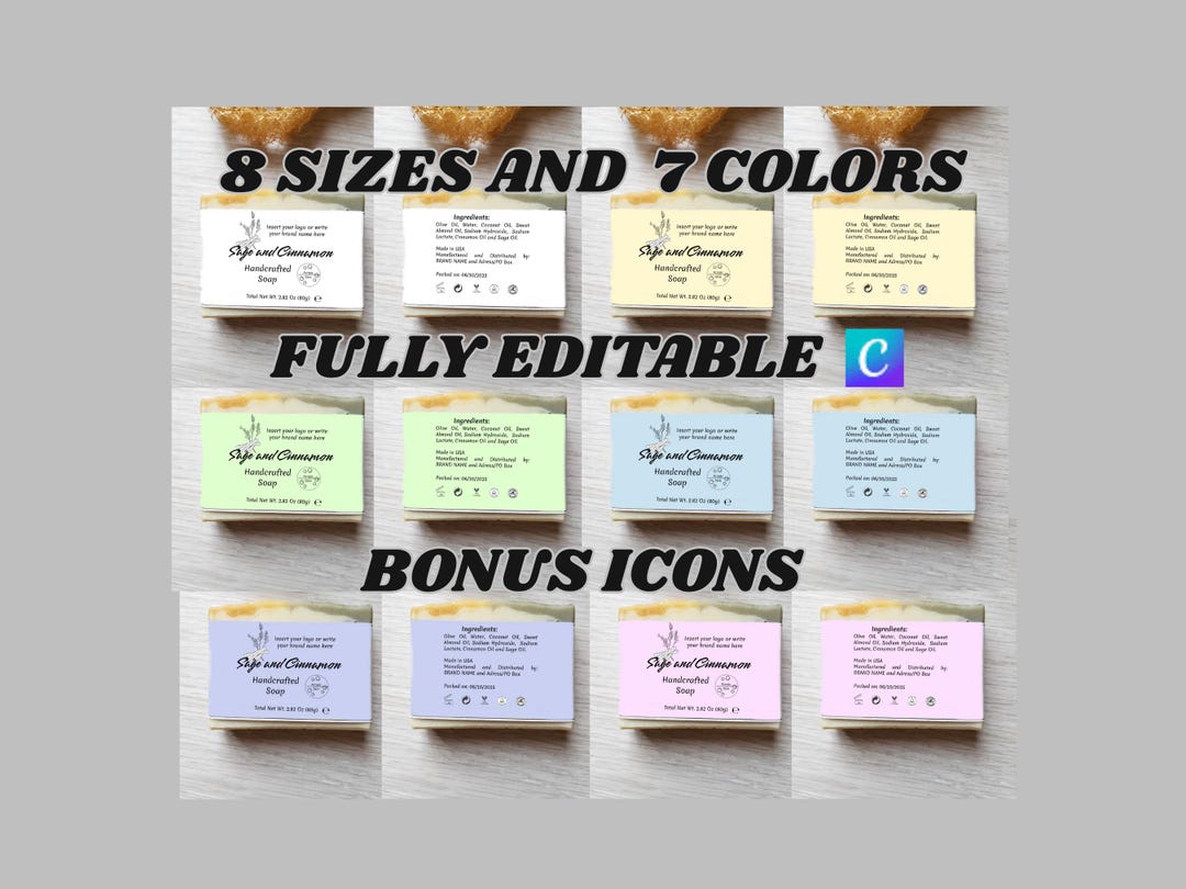 Editable Soap Labels Template; Printable Stickers; Canva Template; for ...