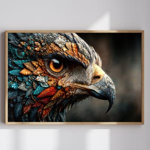 Fantasy Eagle Digital Portrait | Majestic Printable Art | Modern Bird of Prey Wall Art | Eagle Art Download | Close Up Eagle Print