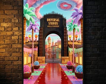 Universal Studios Hollywood Frosted Wonderland Poster | Instant Download Wall Art