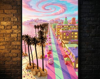 Venice Beach Candy Kingdom Art Print | Los Angeles Wall Fantasy Room Decor