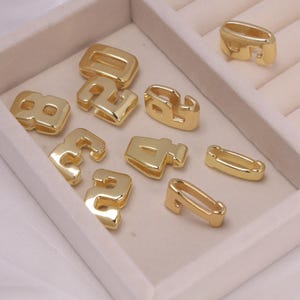 2Pcs, Gold Silver Color Plated Balloon Number Beads 0–9, DIY Jewelry Making Charms, Chunky Metallic Number Beads for Bracelets & Necklaces