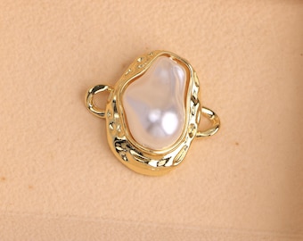 Conector de perlas de oro de 18 quilates, colgante de perla, pulsera de perlas personalizada para hacer joyas DIY.