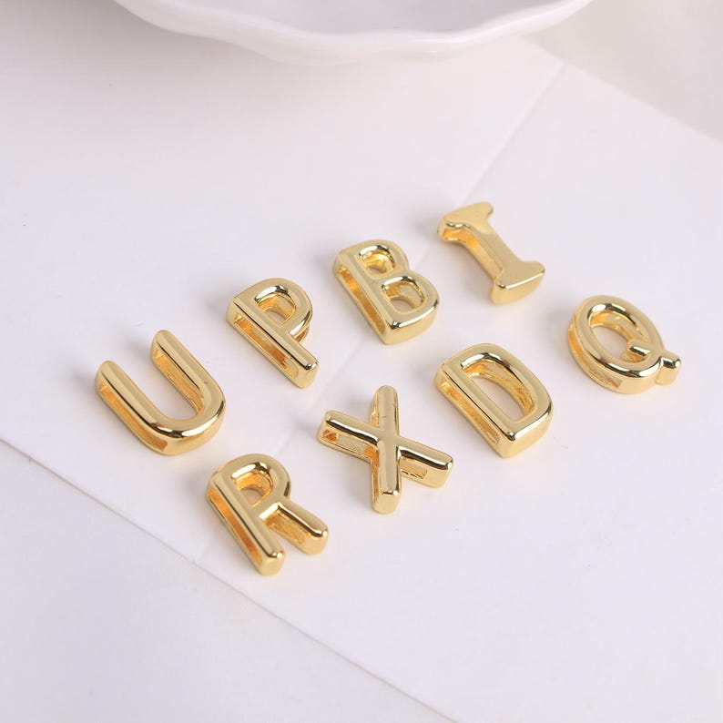 2pcs, 18k Gold Plated Alphabet Slide Letters Charms Finding---fit ...