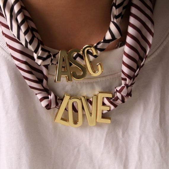 1 Pcs, Assorted Colors Scarf Necklace, Silver, Gold Color 29mm Slide Letters Collars Custom Jewelry