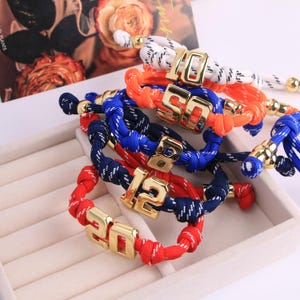 1 pcs Custom Gold Silver Color Bubble Number Bracelet, Personalized Woven Knotty Jewelry, Unisex Gift for Women Men