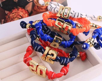 1 pcs Bracelet personnalisé numéro à bulles couleur argent, bijoux tissés noueux personnalisés, cadeau unisexe pour femme homme