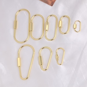 Large Small Oval Drop Screw Clasp Lock,  Gold Plated U Shape Clasp Lock, Oval Screw Connectors, Carabiner Lock For Necklace Bags Accessories