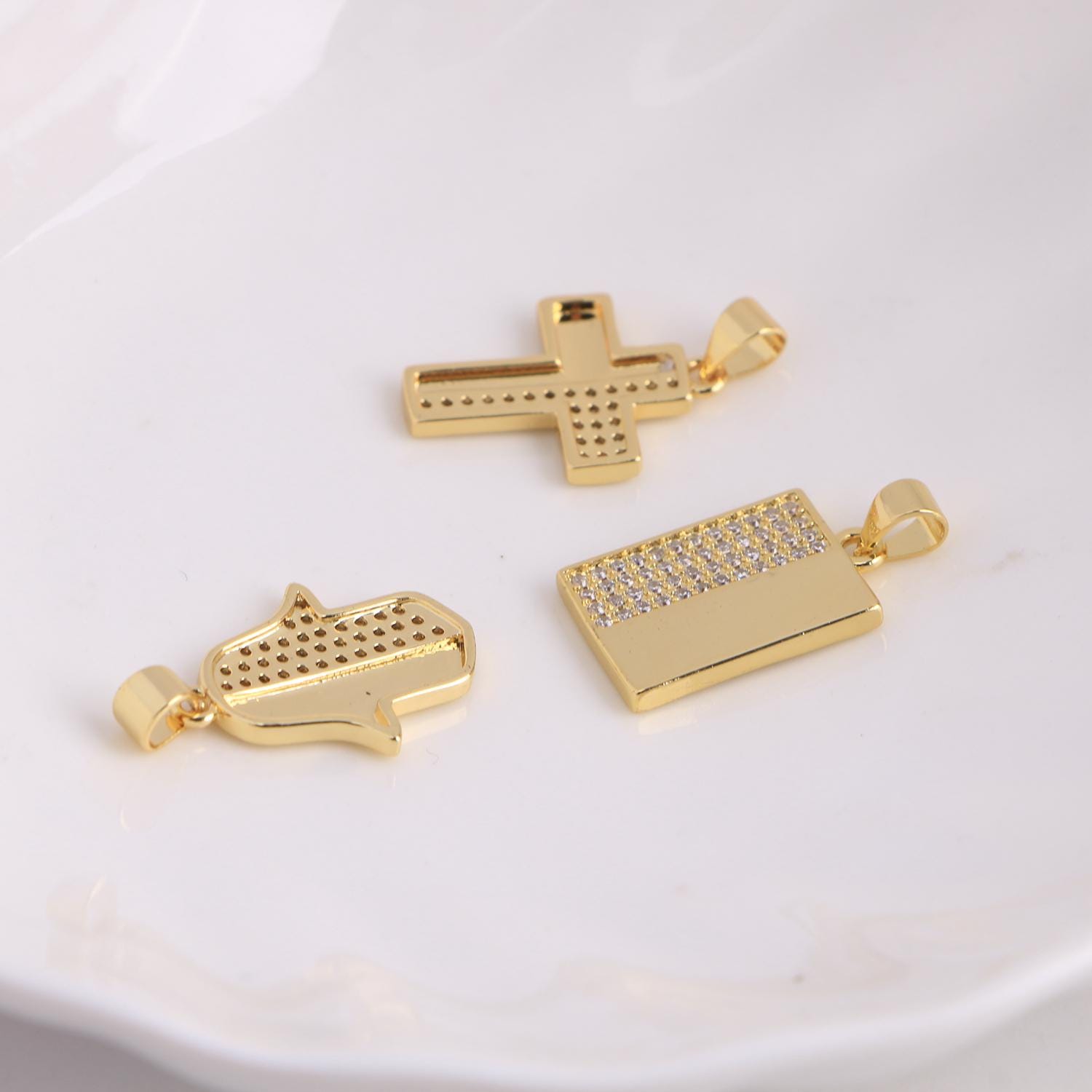 Zircon Cross Pendant,square Charms,hamsa Hand Pendant,diy Jewelry ...