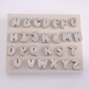 2pcs Silver-Plated Initial Letter Pendant,Letters Charm,Zircon Paved Letter Connector, Custom Jewelry Making Supply image 15