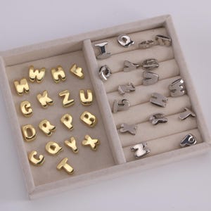 Small Size (14mm) Gold Side Hole letter Charms, letter Pendant Beads,initial Charm Bracelet Necklace for DIY Jewelry Making Supply 2-26pcs
