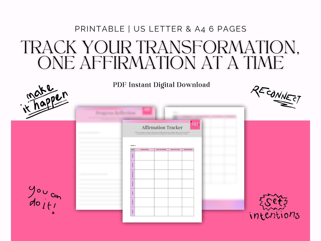 Printable Affirmation Tracker: Daily Manifestation, Law of Assumption ...