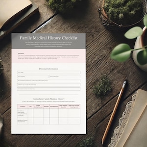 Family Medical History Record | Family Health Checklist | Medical Records | Health Tracker Printable | Patient Medical Form | Health History
