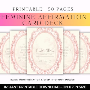Weibliche Affirmation Karten zum Ausdrucken | Selbstliebe Karten | Digitaler Download | Göttlich weibliche Mantras | Ästhetisches Kartenspiel