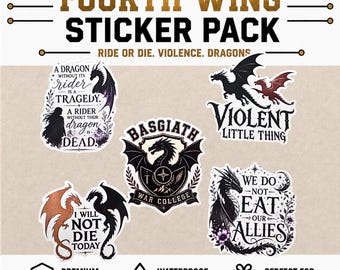 Fourth Wing Sticker Pack | Empyrean Series Fantasy Dragon Rider Decals (Waterproof Vinyl)