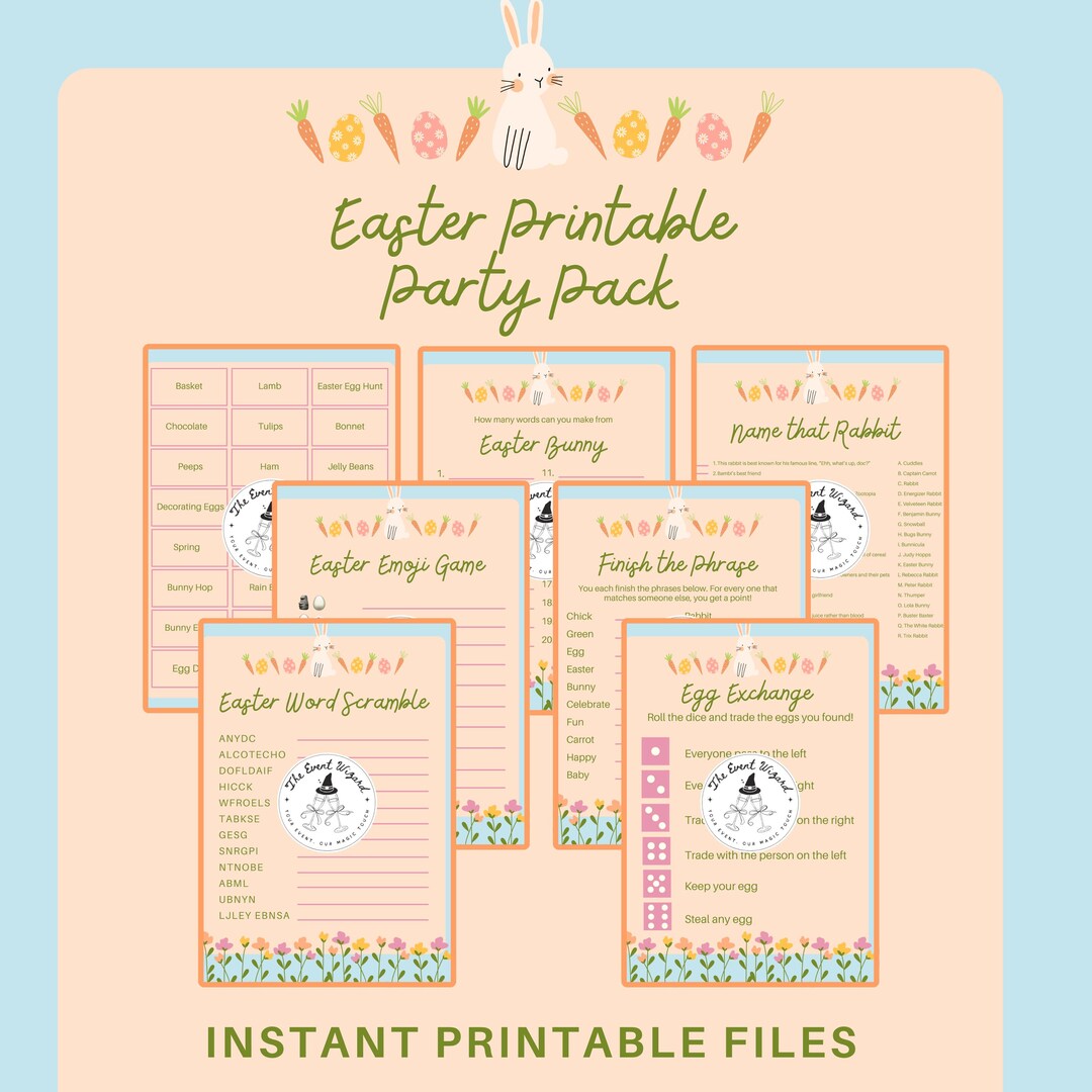 Easter Printable Party Pack - Games - Etsy