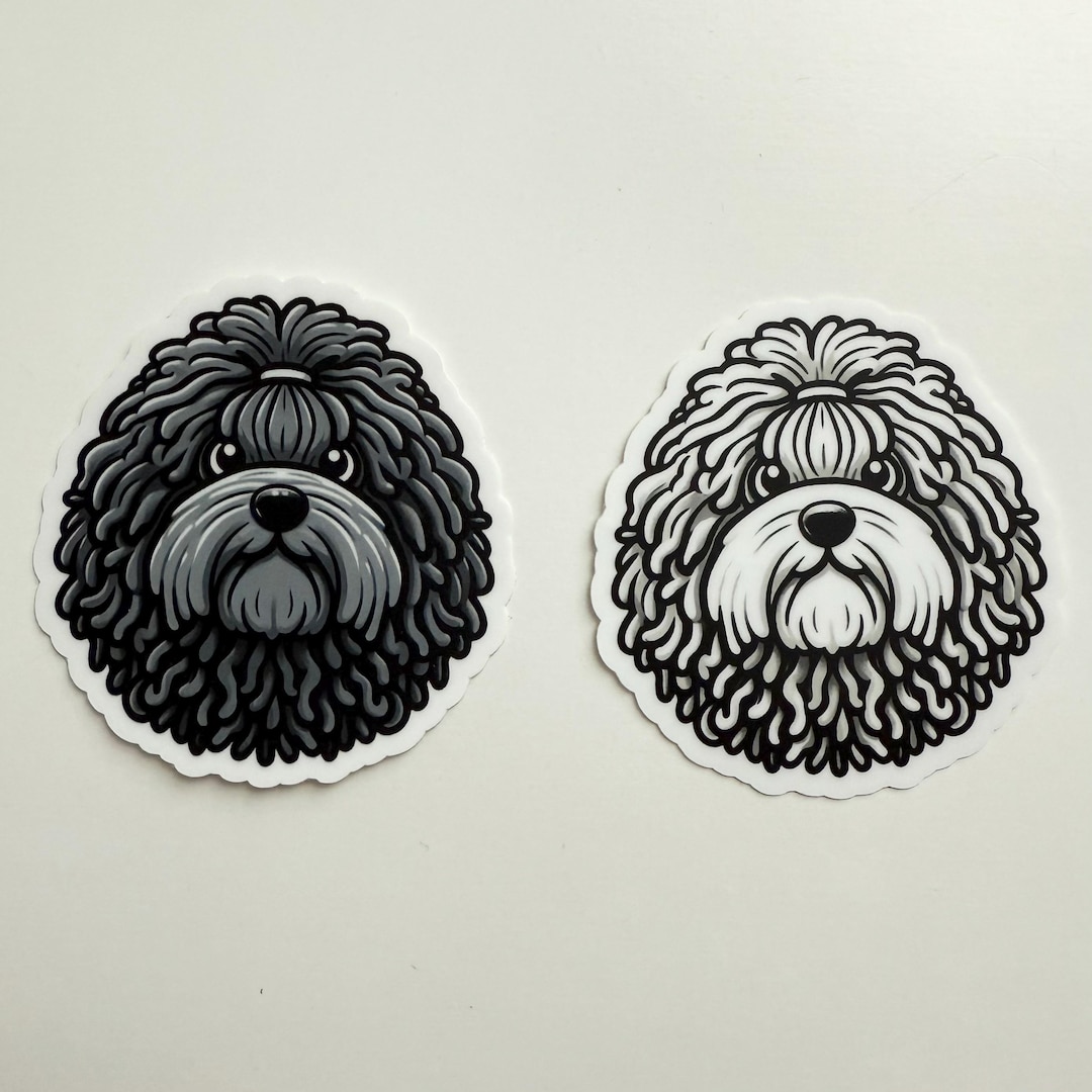Puli Face Hungarian Puli Face Black & White Dog Vinyl Sticker - Etsy