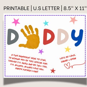 Vatertag Handabdruck Handwerk bedruckbar | DIY Geschenk von Kinder | Druckbare Vatertagskarte | Geschenk für Papa vom Kind | Sofort Download